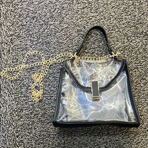 Transparent Black and Gold Chain Women's Bag